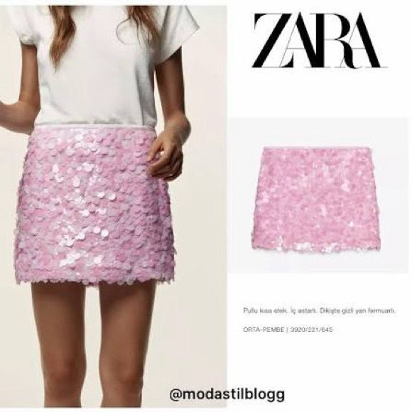 Zara Pink Sequin Mini Skirt - Picture 14 of 16